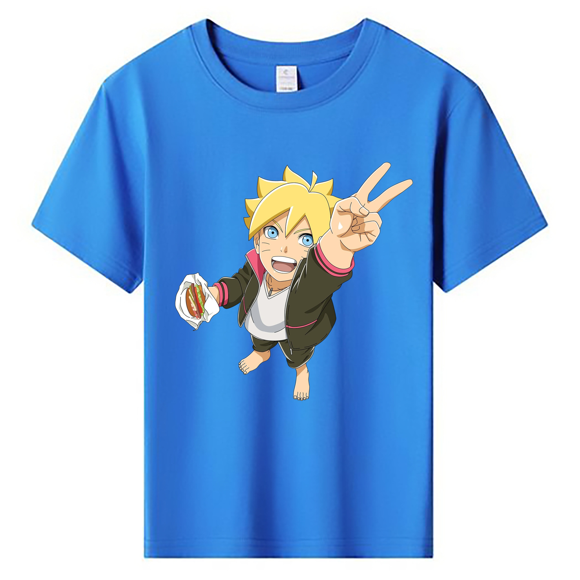 （画像用） NARUTO -ナルト- うずまき ボルト Uzumaki Boruto 綿100％キッズTシャツ（フロントプリント）